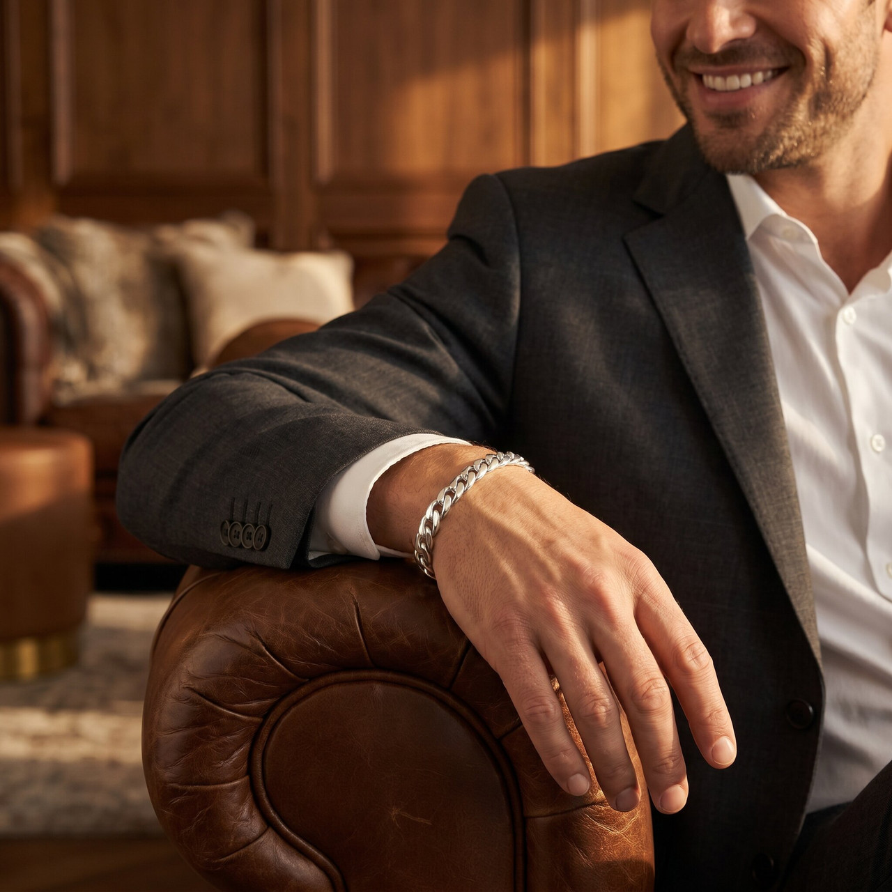 Men's Infinity Figaro Link 14k Gold (26gram) or Platinum (42gram) 7.5mm Bracelet 8.5"
