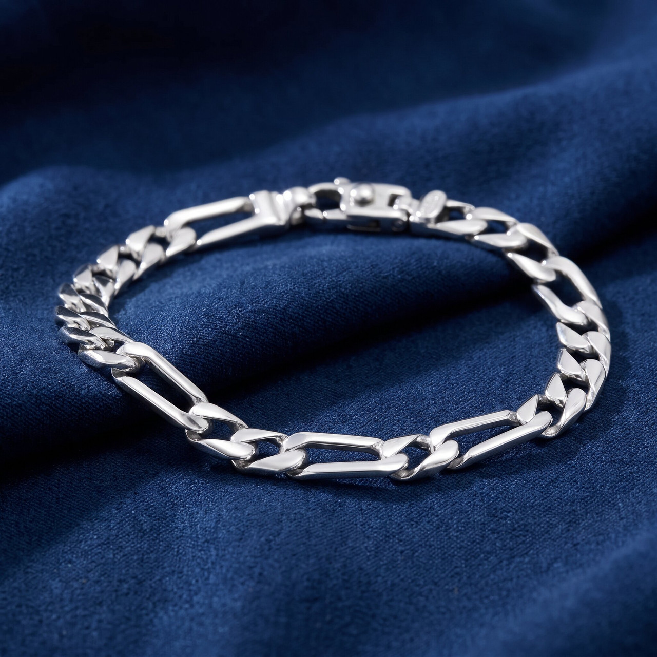 Men's Figaro Link 14k Gold (18gram) or Platinum (32gram) 6.5mm Bracelet 8.5"