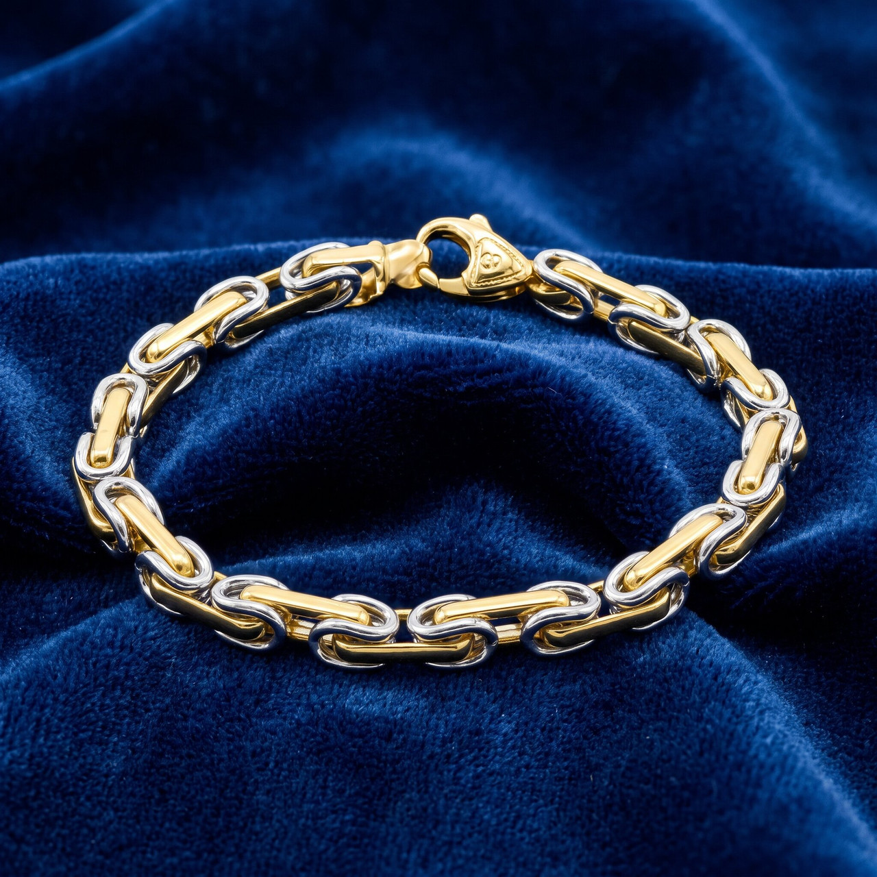 Men's Byzantine Link 14k Gold (49gram) or Platinum (93gram) 9.5mm Bracelet 8.5"