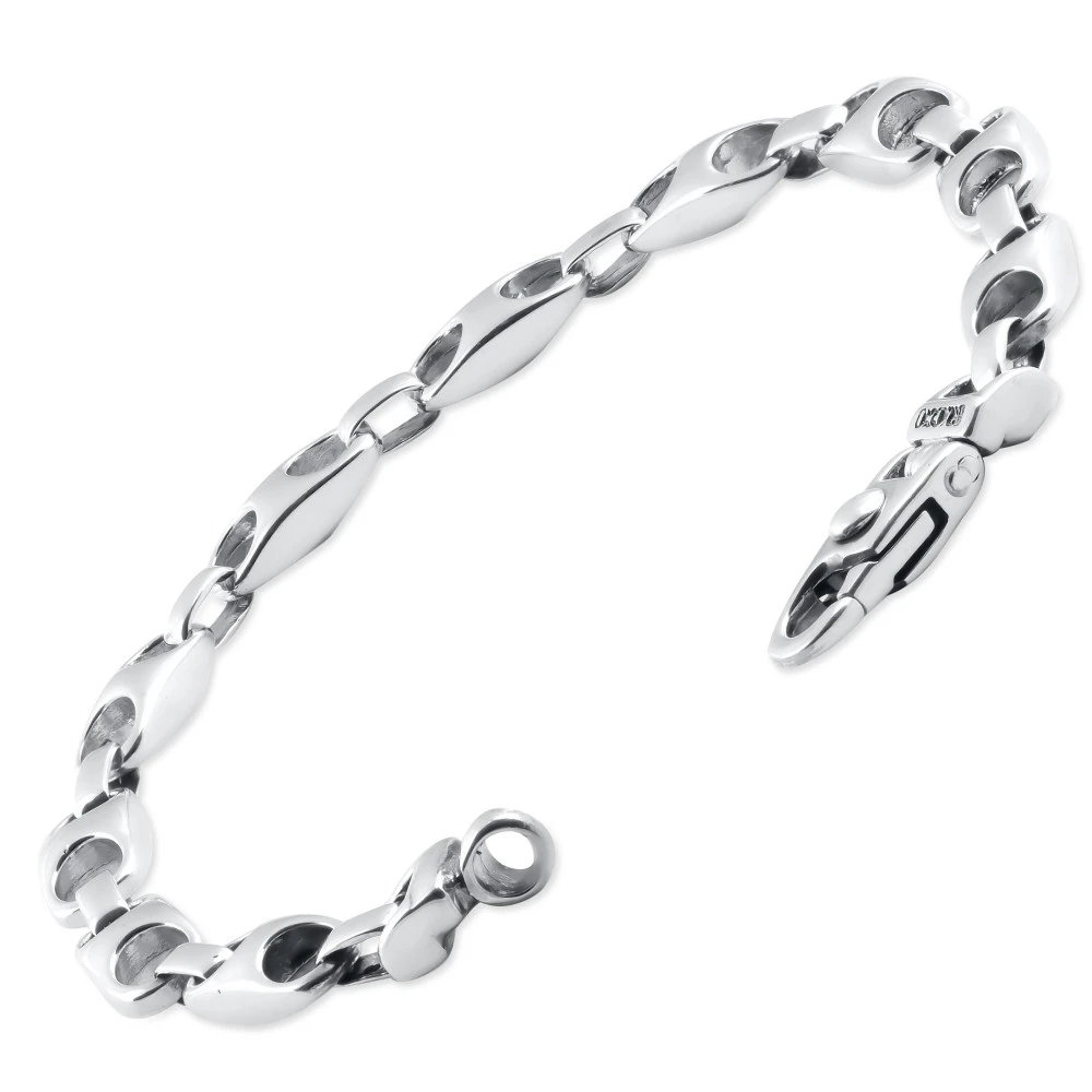 Men's Rectangle Mariner Link 14k Gold (29gram) or Platinum (47gram) 6.5mm Bracelet 8"