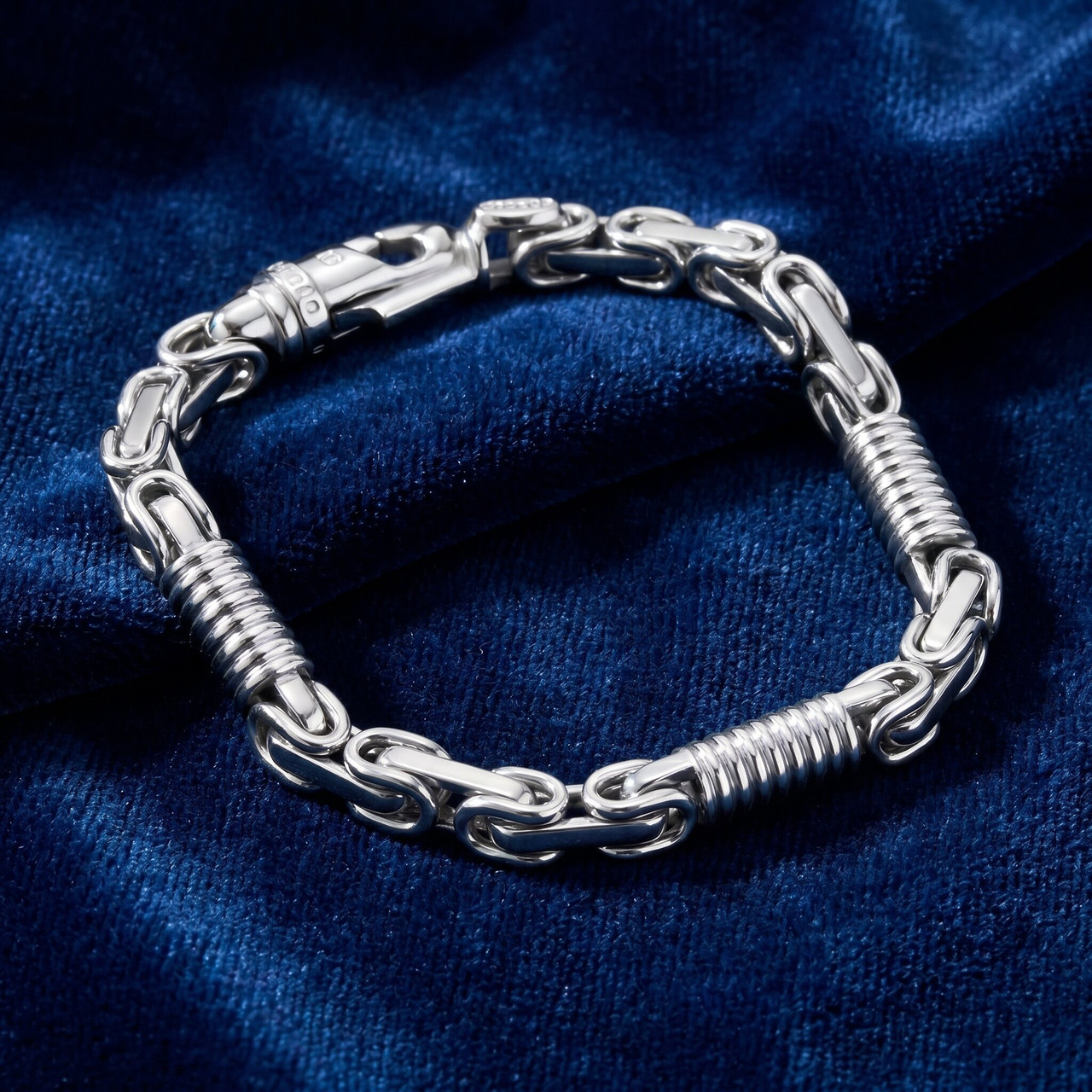 Men's Designer Byzantine Link 14k Gold (60gram) or Platinum (98gram) 7mm Bracelet 8.75"
