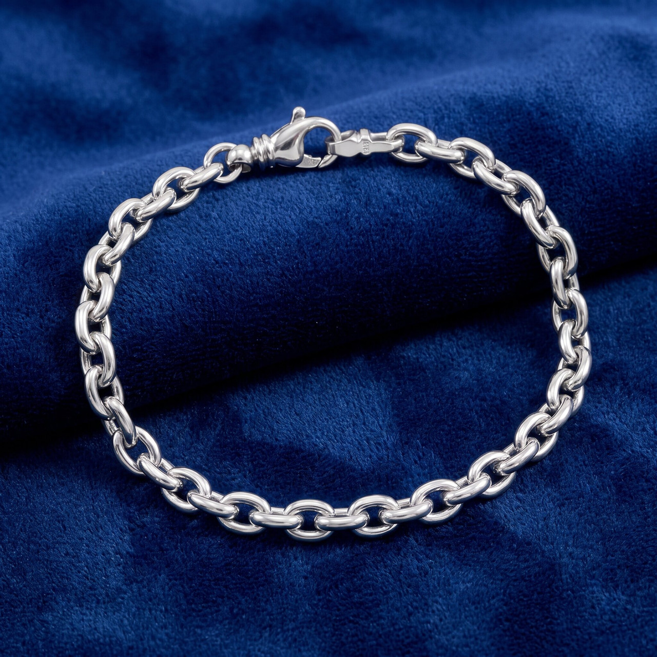 Men's Round Link 14k Gold (18gram) or Platinum (28gram) 5mm Bracelet 8.5"