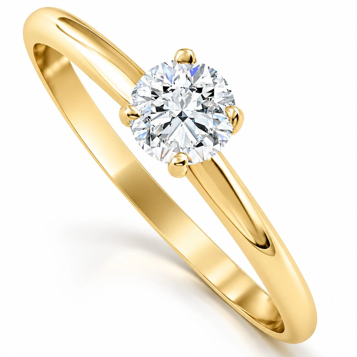14k Yellow Gold 5/8 ct Round Solitaire Diamond Engagement Ring (G-H, I1)