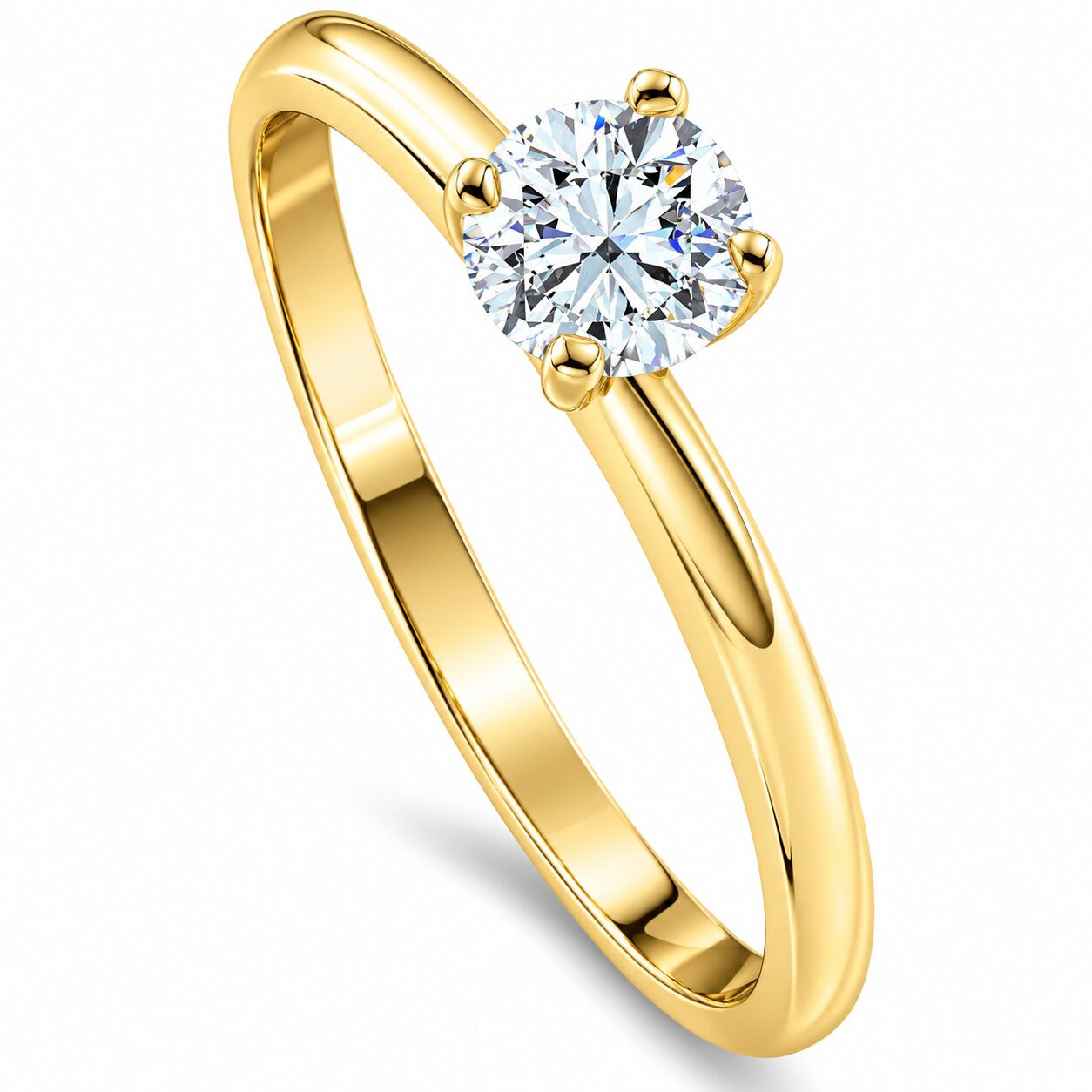 14k Yellow Gold 5/8 ct Round Solitaire Diamond Engagement Ring (G-H, I1)