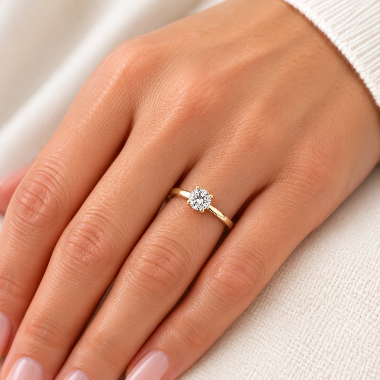 14k Yellow Gold 5/8 ct Round Solitaire Diamond Engagement Ring (G-H, I1)