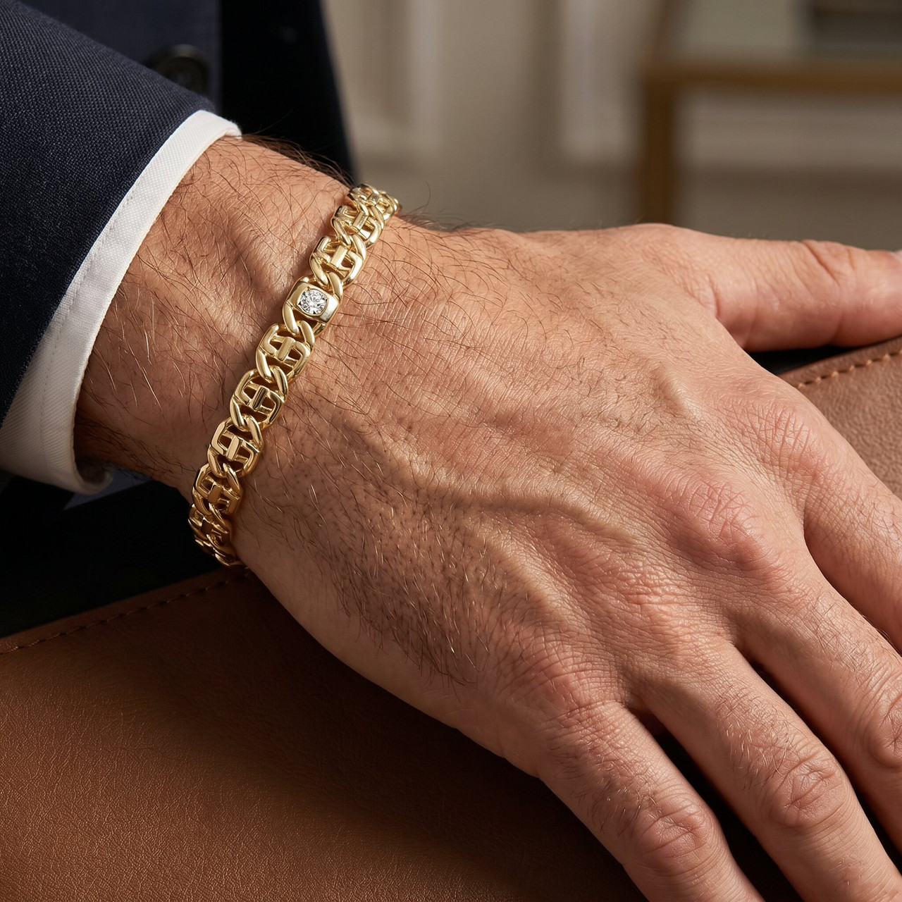 Men's Designer Mariner Link 14k Gold (23gram) or Platinum (37gram) 7mm Bracelet 8.5"