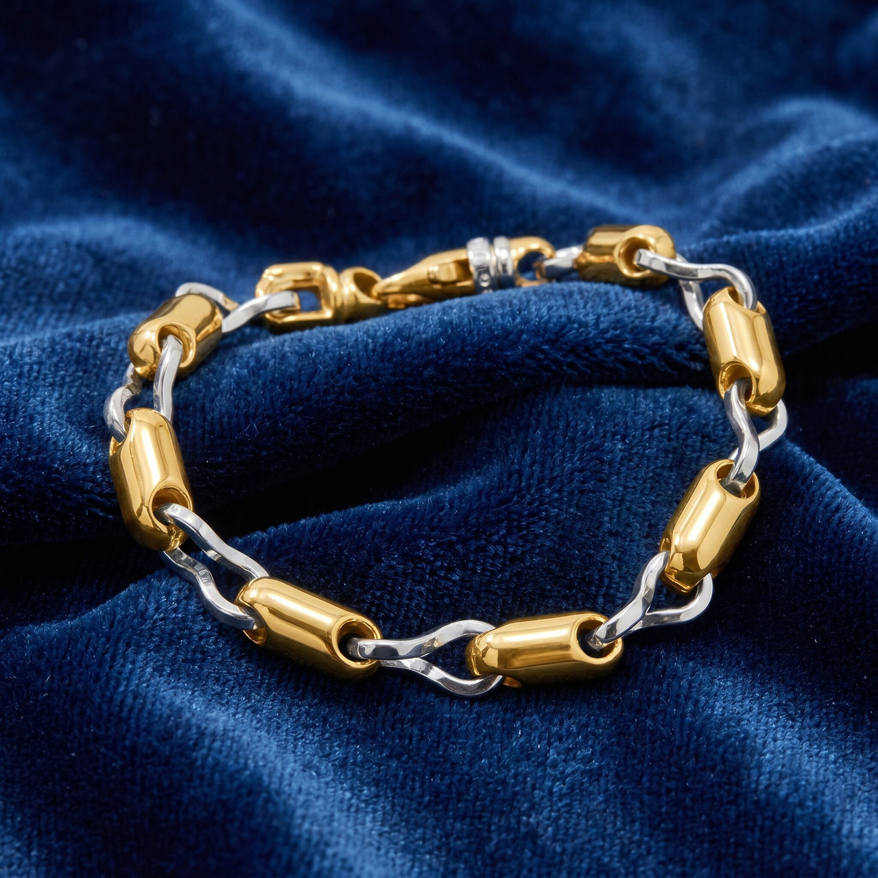 Men's Designer Seed Link 14k Gold (66gram) or Platinum (106gram) 8-9mm Bracelet 8.75"