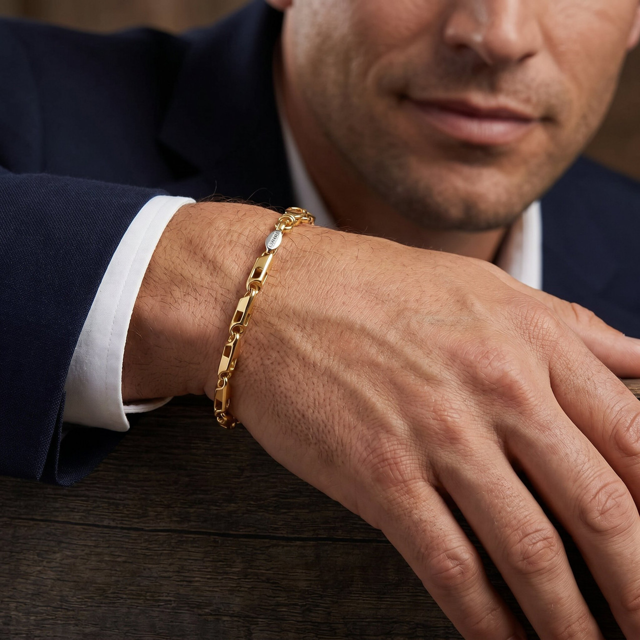 Men's Link 14k Gold (19gram) or Platinum (32gram) 4mm Bracelet 8"