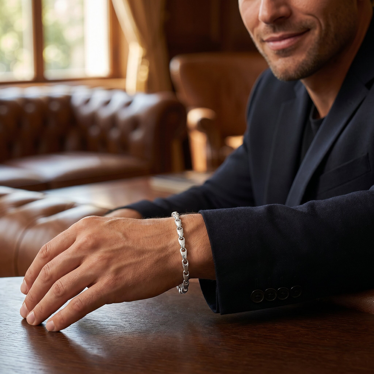 Men's Link Seed 14k Gold (22gram) or Platinum (36gram) 4.5mm Bracelet 8.5"