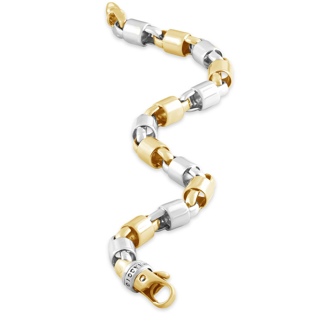 Men's Heavy Designer Link 14k Gold (49gram) or Platinum (79gram) 8mm Bracelet 9"