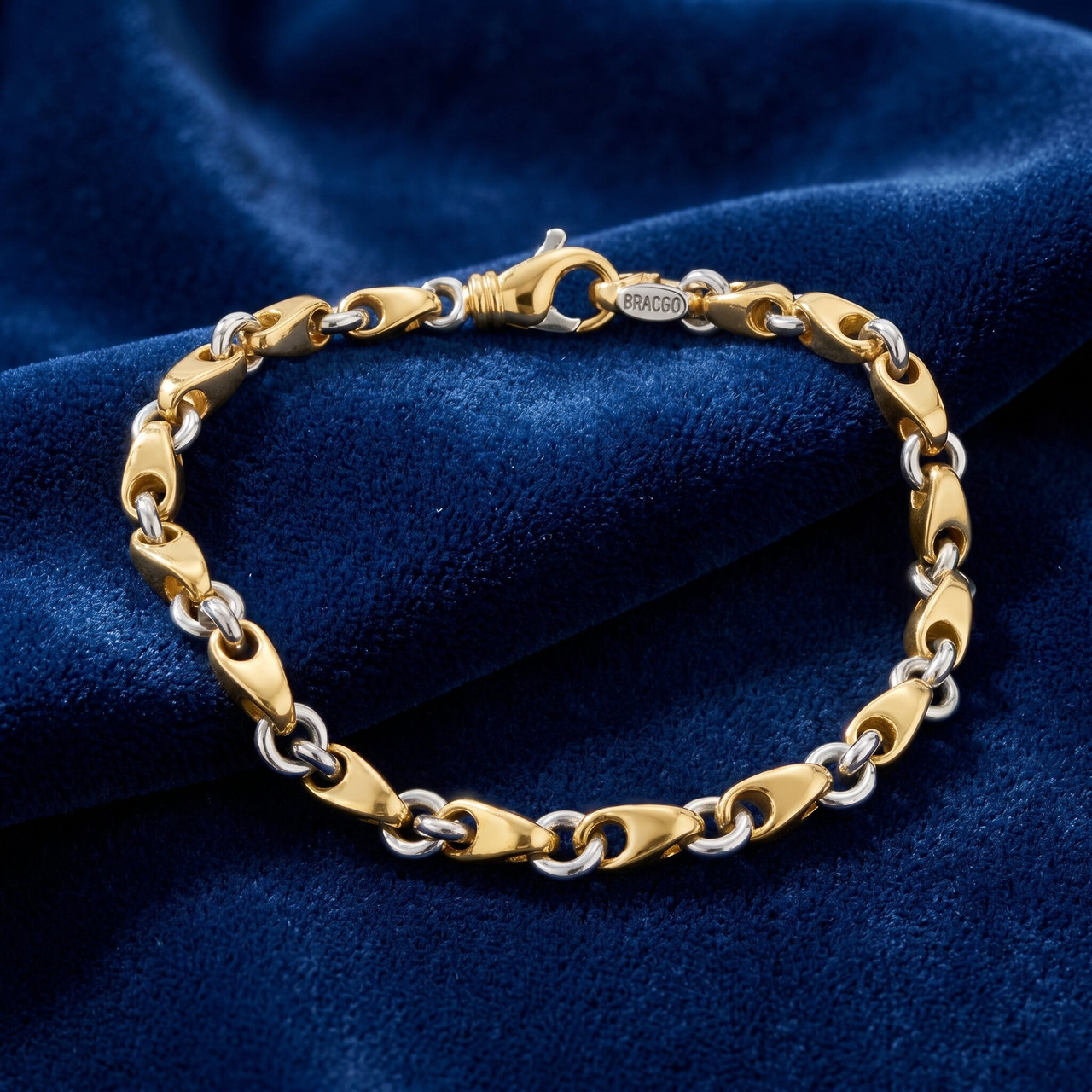 Men's Seed & Rolo Link 14k Gold (20gram) or Platinum (33gram) 4.5mm Bracelet 7.5"