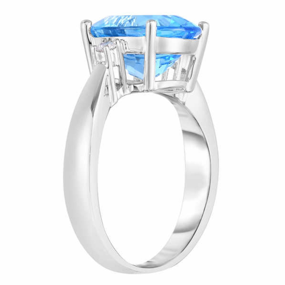 4.68Ct Sky Blue Topaz & Diamond Ring in 14k White Gold (G-H, I1)