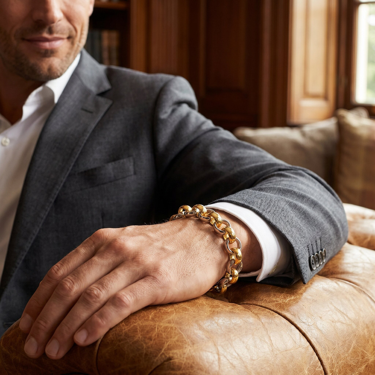 Men's Rolo Link 14k Gold (76gram) or Platinum (122gram) 12mm Bracelet 8.5"