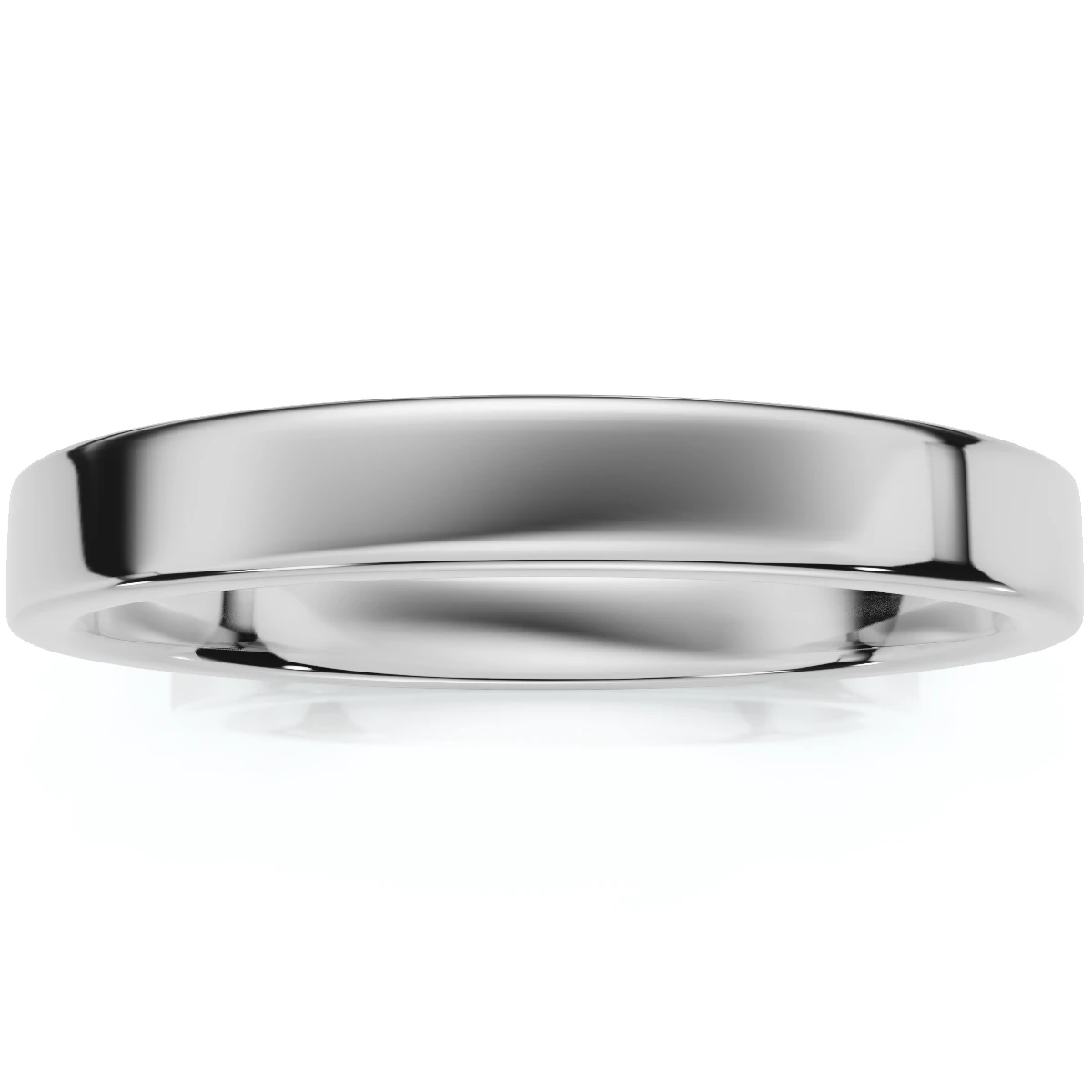 3mm Flat High Polished Wedding Band 14K White Gold