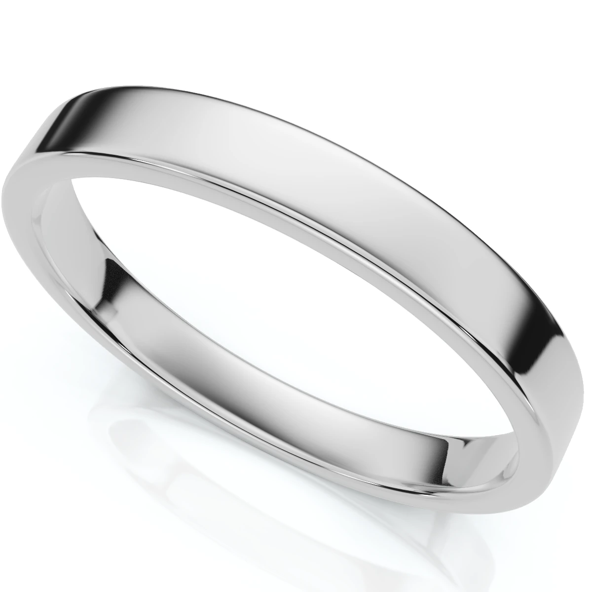 3mm Flat High Polished Wedding Band 14K White Gold