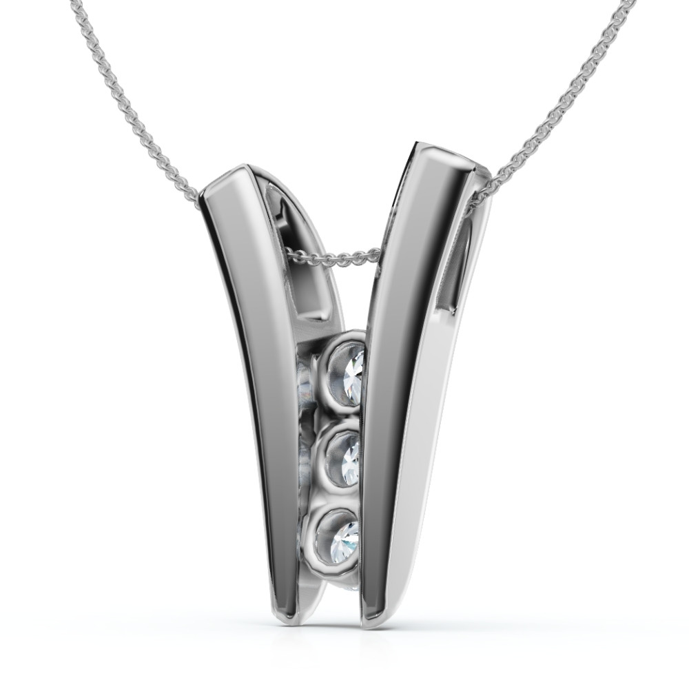 1/2Ct Three Stone Round Cut Diamond Pendant 14k White Gold Necklace & Chain (G-H, I1)