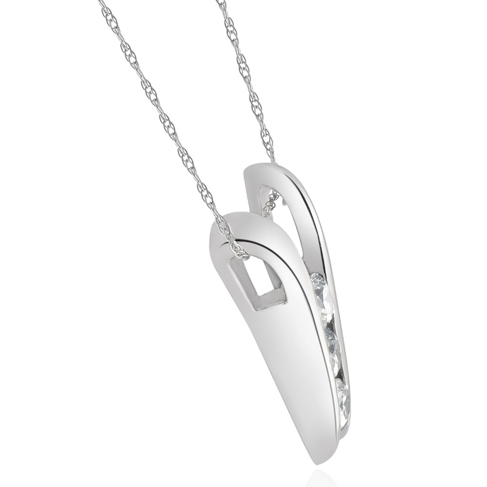 1/2Ct Three Stone Round Cut Diamond Pendant 14k White Gold Necklace & Chain (G-H, I1)