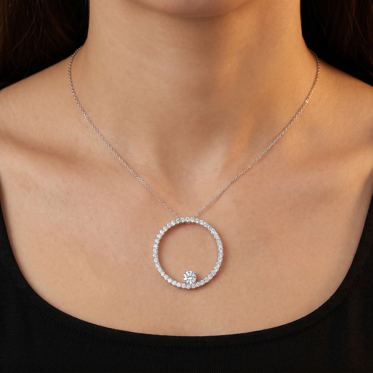 1 1/2ct Circle Of Life Diamond Pendant 14K White Gold (G-H, I1)