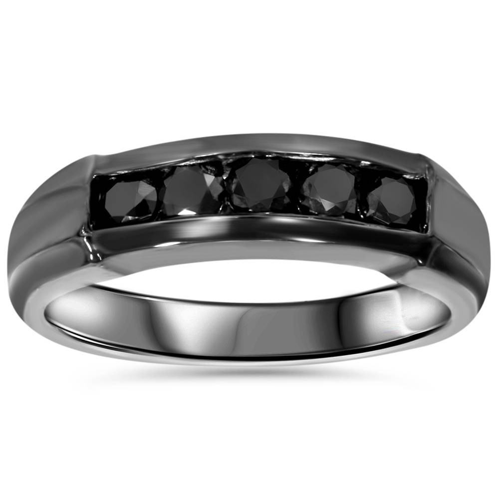 1/2ct Black Diamond Mens Wedding Band 10K Black Gold (Black, )
