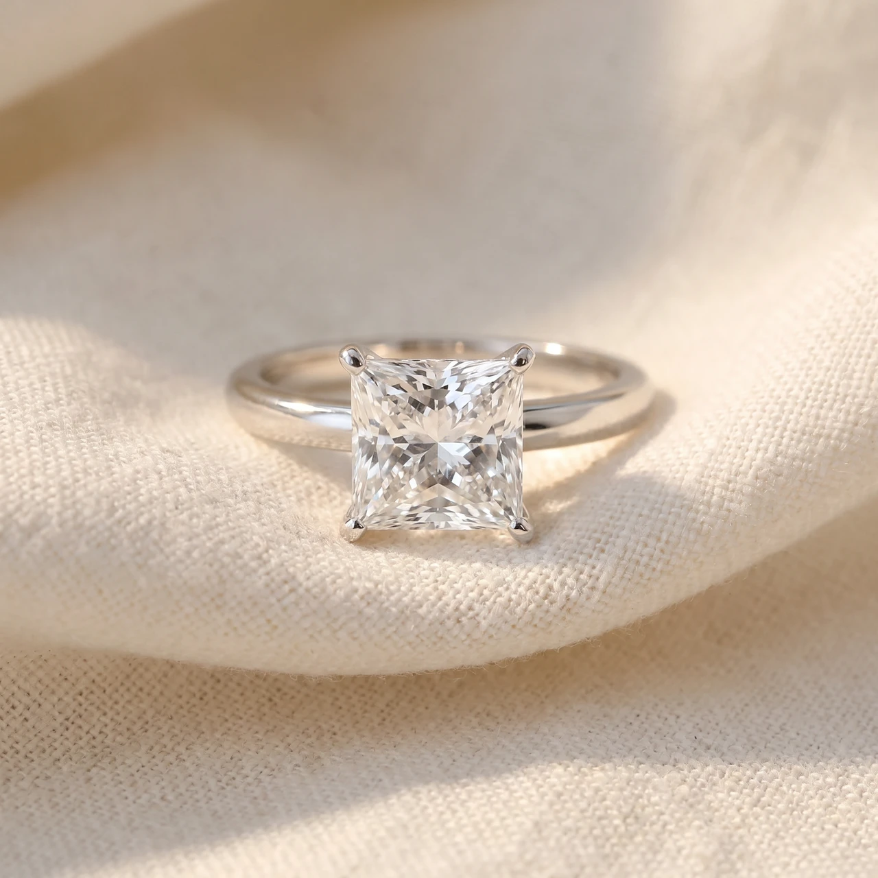 2 1/2Ct Princess Cut Solitaire Diamond Engagement Ring 14k White Gold Lab Grown (G-H, VS)