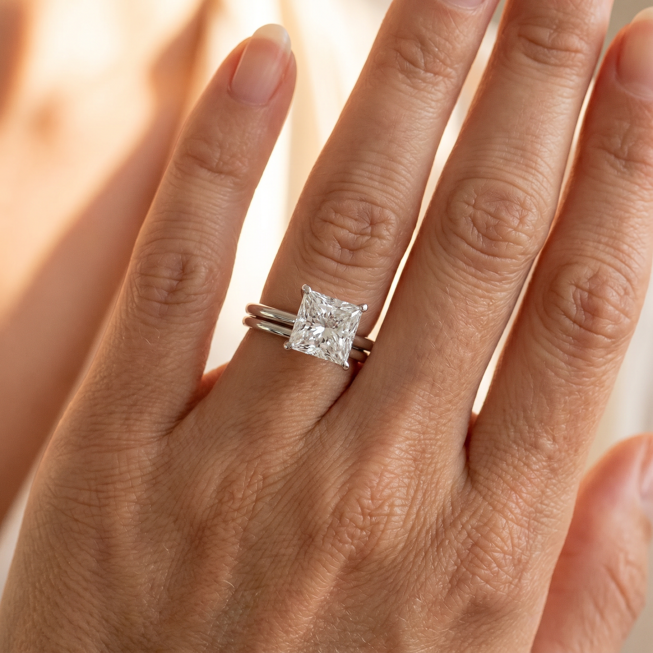 2 1/2Ct Princess Cut Solitaire Diamond Engagement Ring 14k White Gold Lab Grown (G-H, VS)