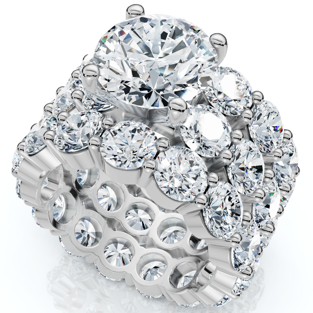 15Ct TW Diamond Eternity Engagement Wedding Ring Set 14k White Gold Lab Grown (G-H, VS)