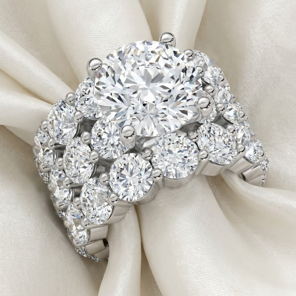 15Ct TW Diamond Eternity Engagement Wedding Ring Set 14k White Gold Lab Grown (G-H, VS)