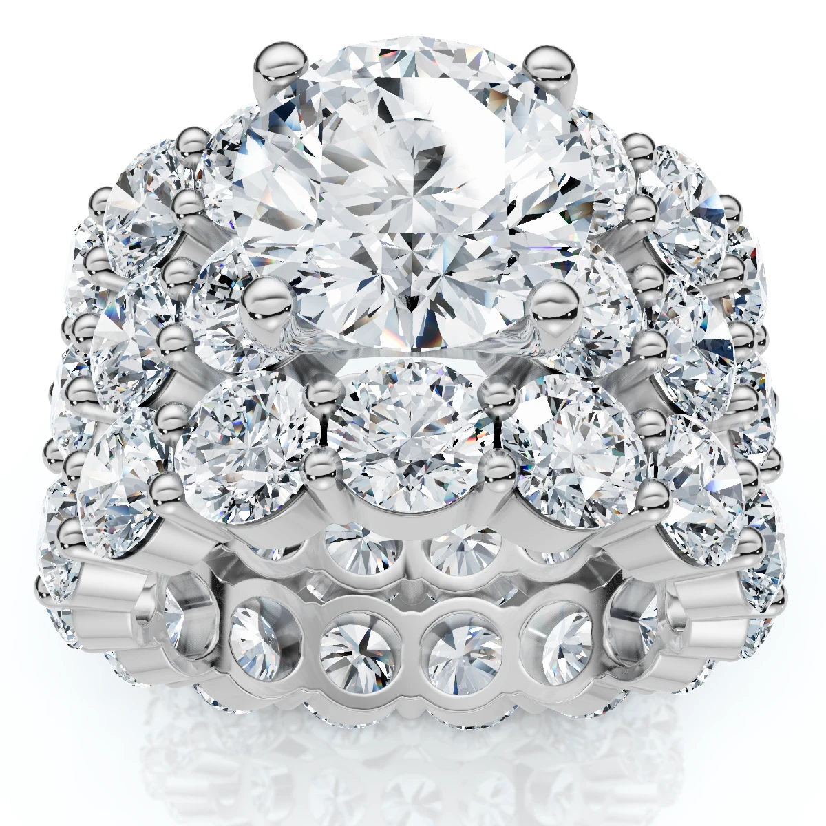 15Ct TW Diamond Eternity Engagement Wedding Ring Set 14k White Gold Lab Grown (G-H, VS)