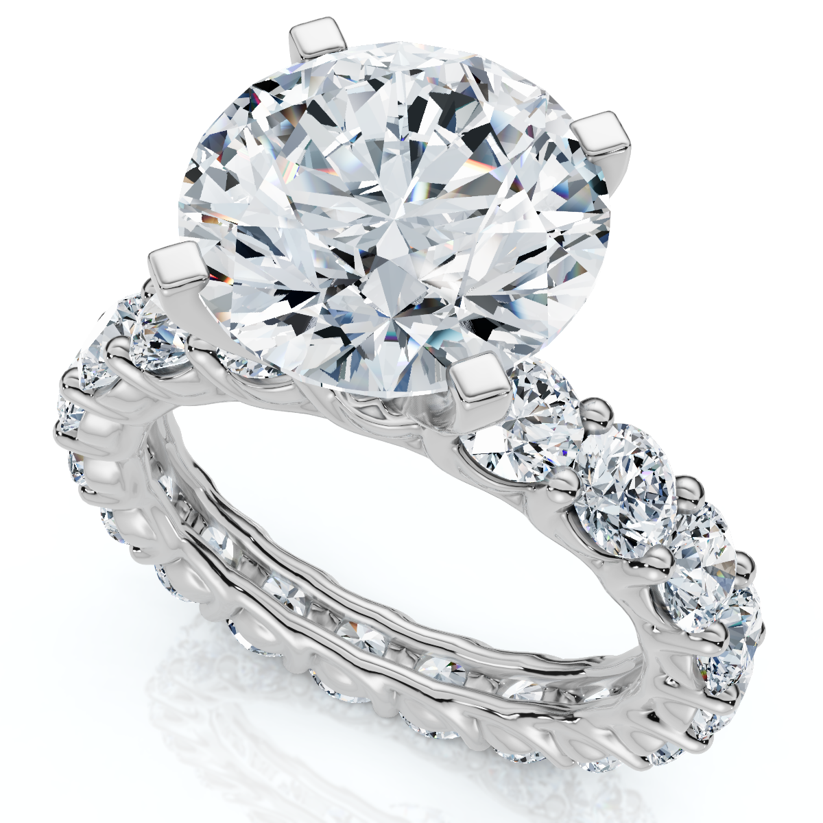 7Ct Diamond Eternity Engagement Ring Lab Grown 14k White Gold (G-H, VS)