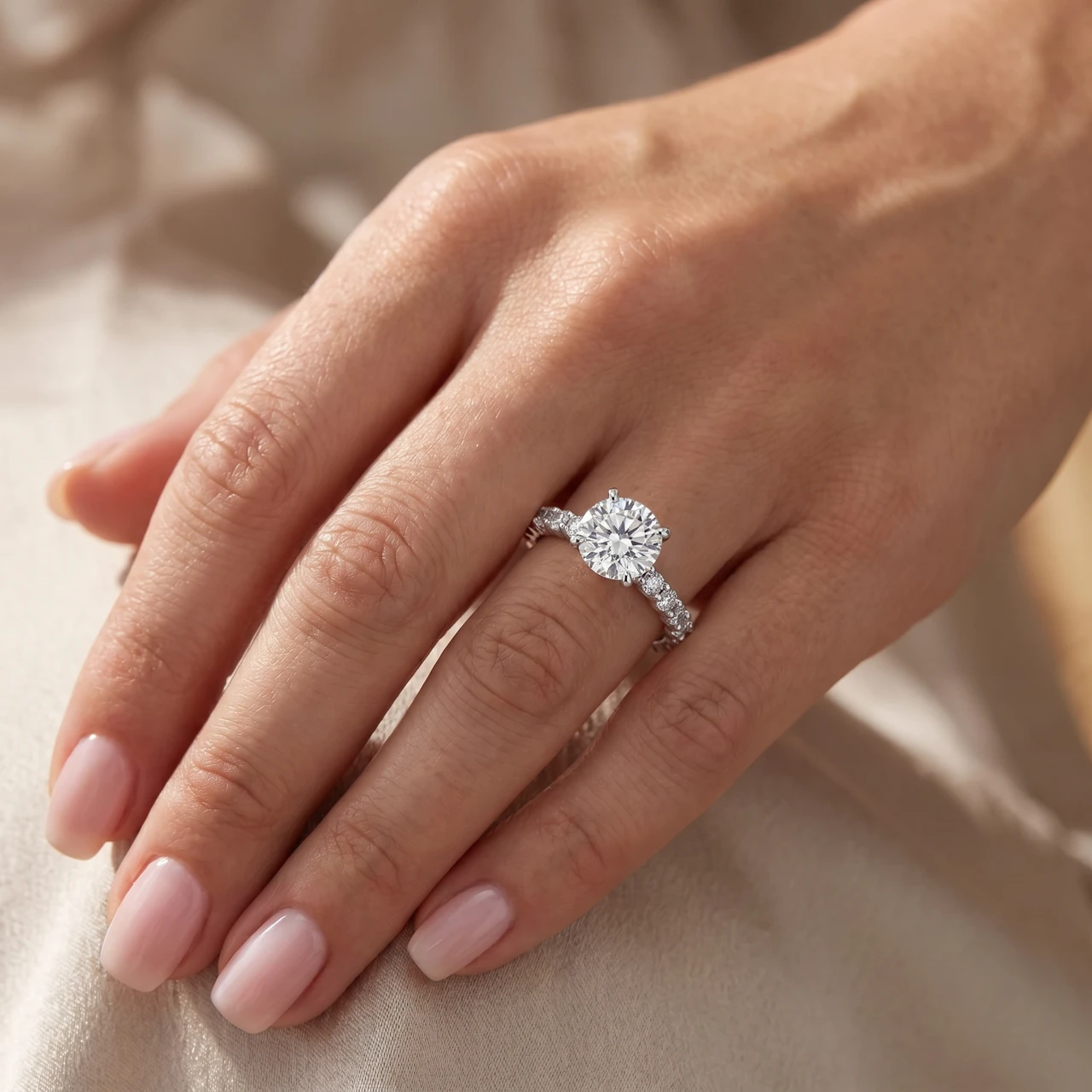 3 1/2Ct Diamond Eternity Engagement Ring Lab Grown 14k White Gold (G-H, VS)