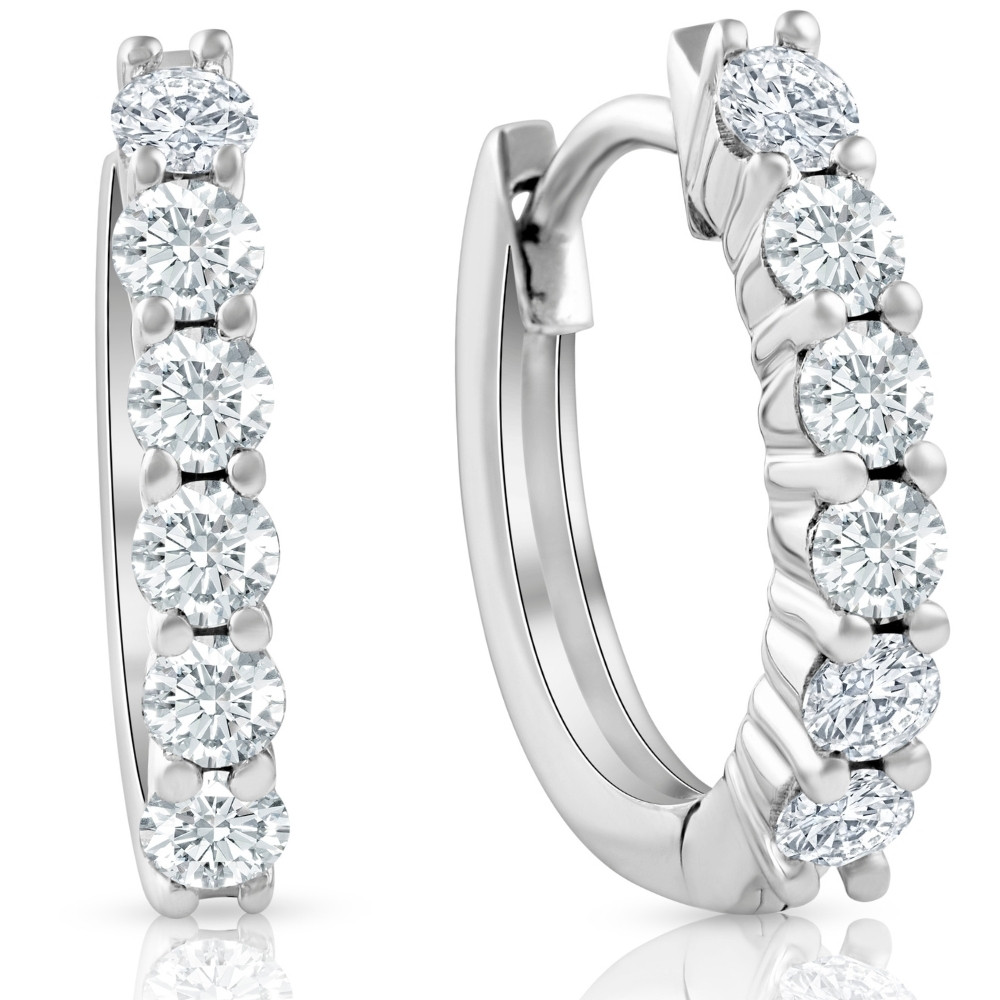 3/4 cttw Lab Grown Diamond Hoops in White or Yellow Gold 1/2" Tall (G-H, SI)
