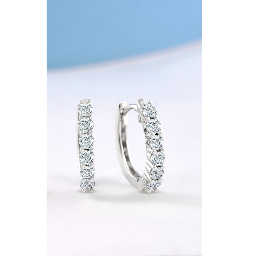 3/4 cttw Lab Grown Diamond Hoops in White or Yellow Gold 1/2" Tall (G-H, SI)