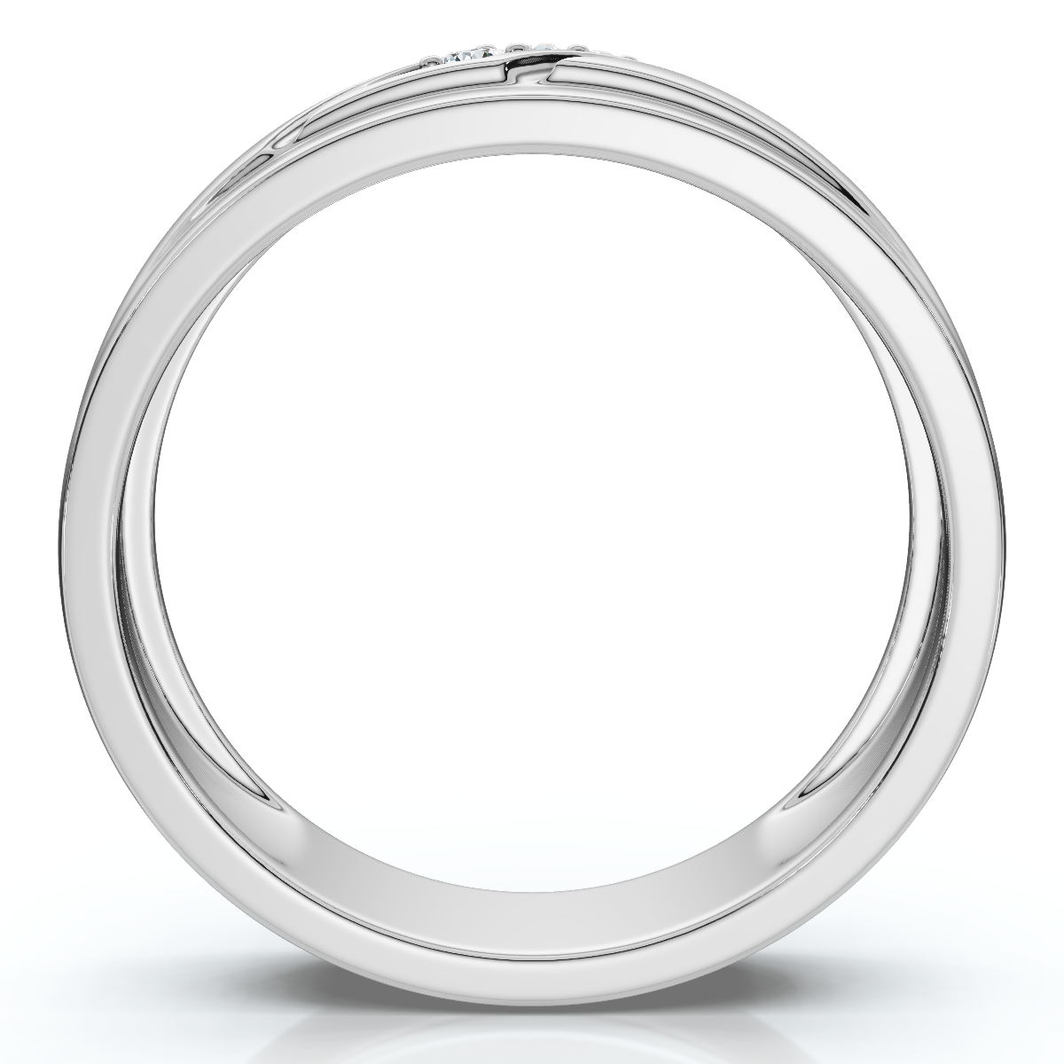 1/16Ct TW Three Stone Men's Brushed Diamond Lab Grown Wedding Ring in 14k Gold (G-H, VS)