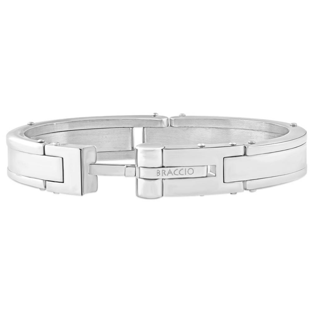 Men's Steel Polished Latched 8" 13mm Cuffed Bracelet