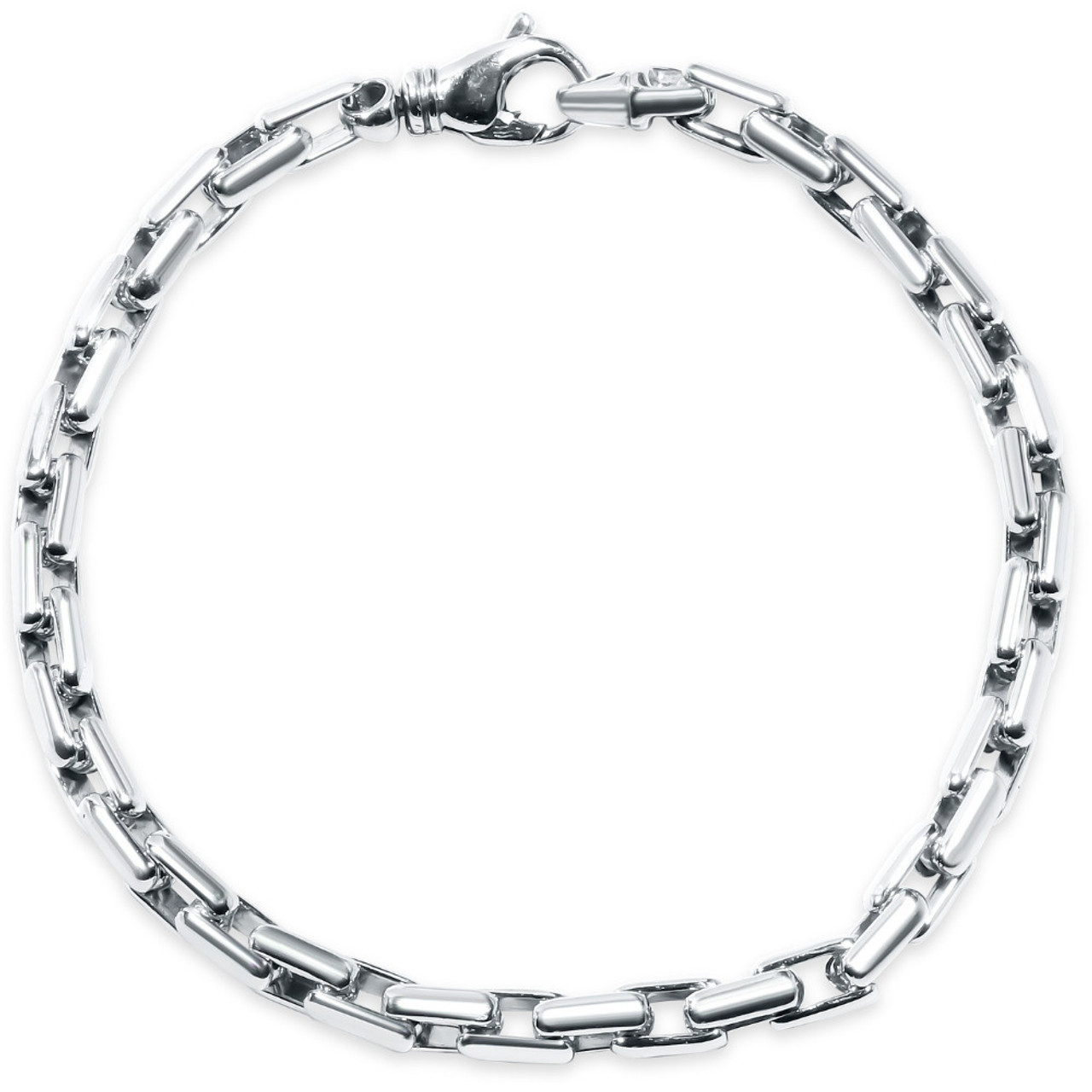 Men's Steel Single Tone Clasp 7.5mm Tight Link  8.5 " Bracelet