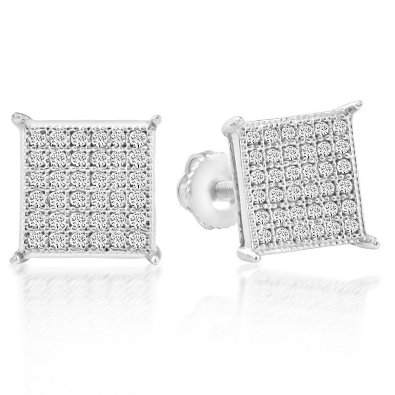 1/3Ct Pave Round Cut Natural Diamond Studs Screw Back White Gold Womens Earrings (I-J, I2-I3) 1/3Ct Pave Round Cut Natural Diamond Studs Screw Back White Gold Womens Earrings (I-J, I2-I3)