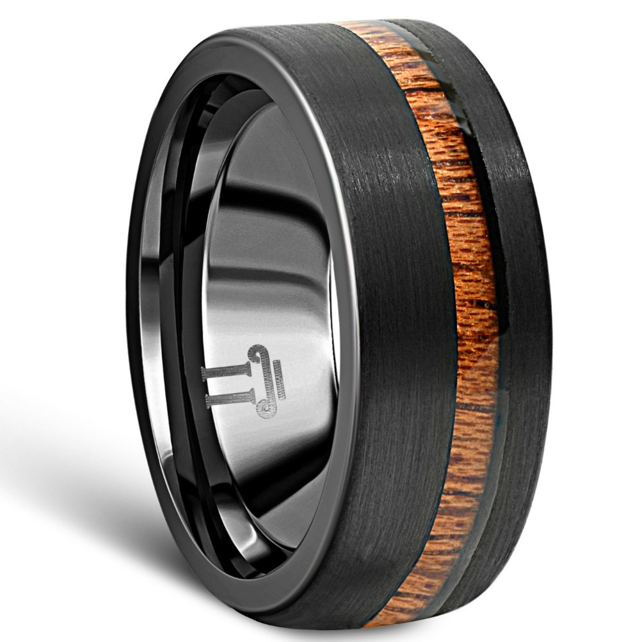 Men's Brushed Tungsten & Genuine Wood 8mm Ring Wedding Band Men's Brushed Tungsten & Genuine Wood 8mm Ring Wedding Band