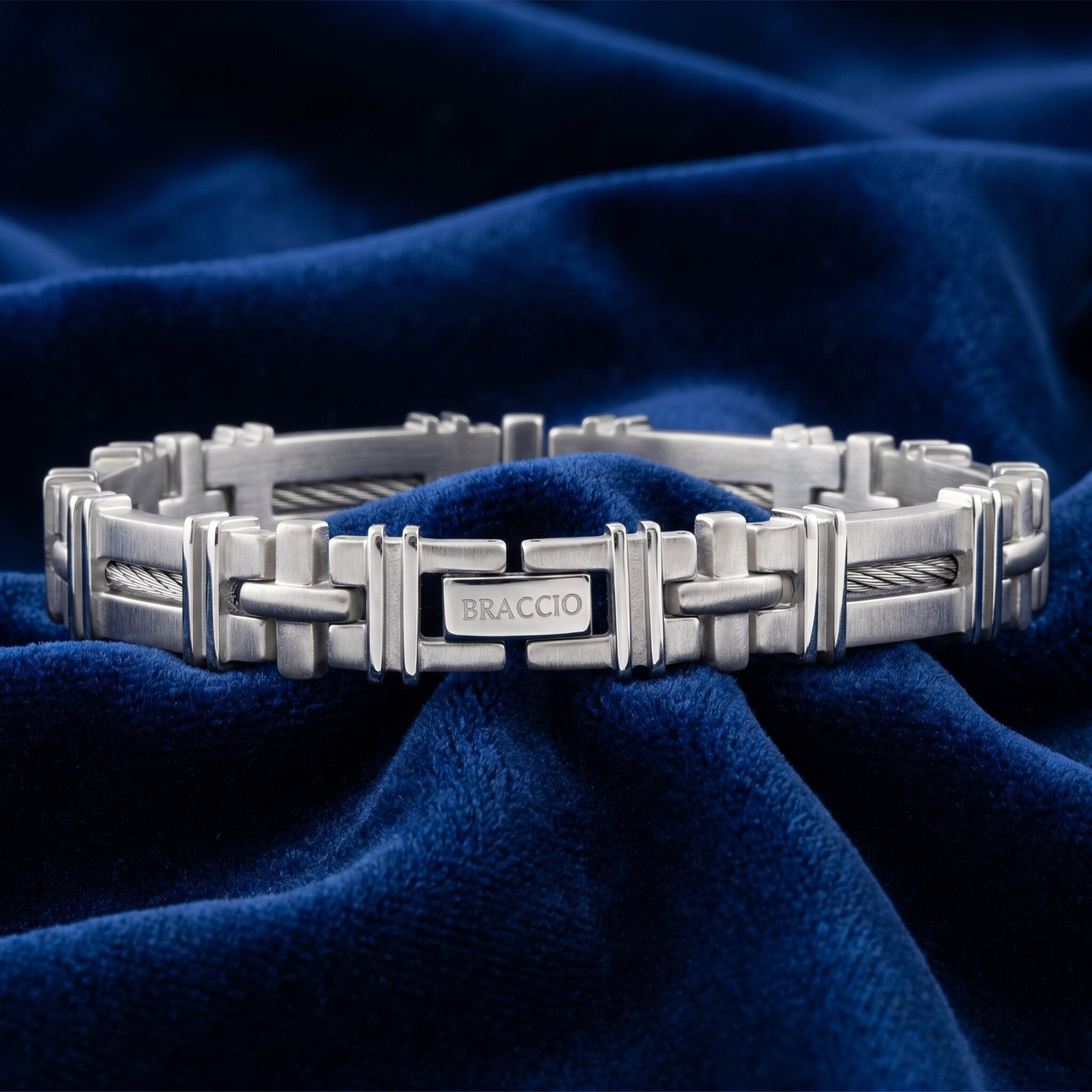 Men's Polished Steel Wired 9mm Flexible Link 8 " Bracelet