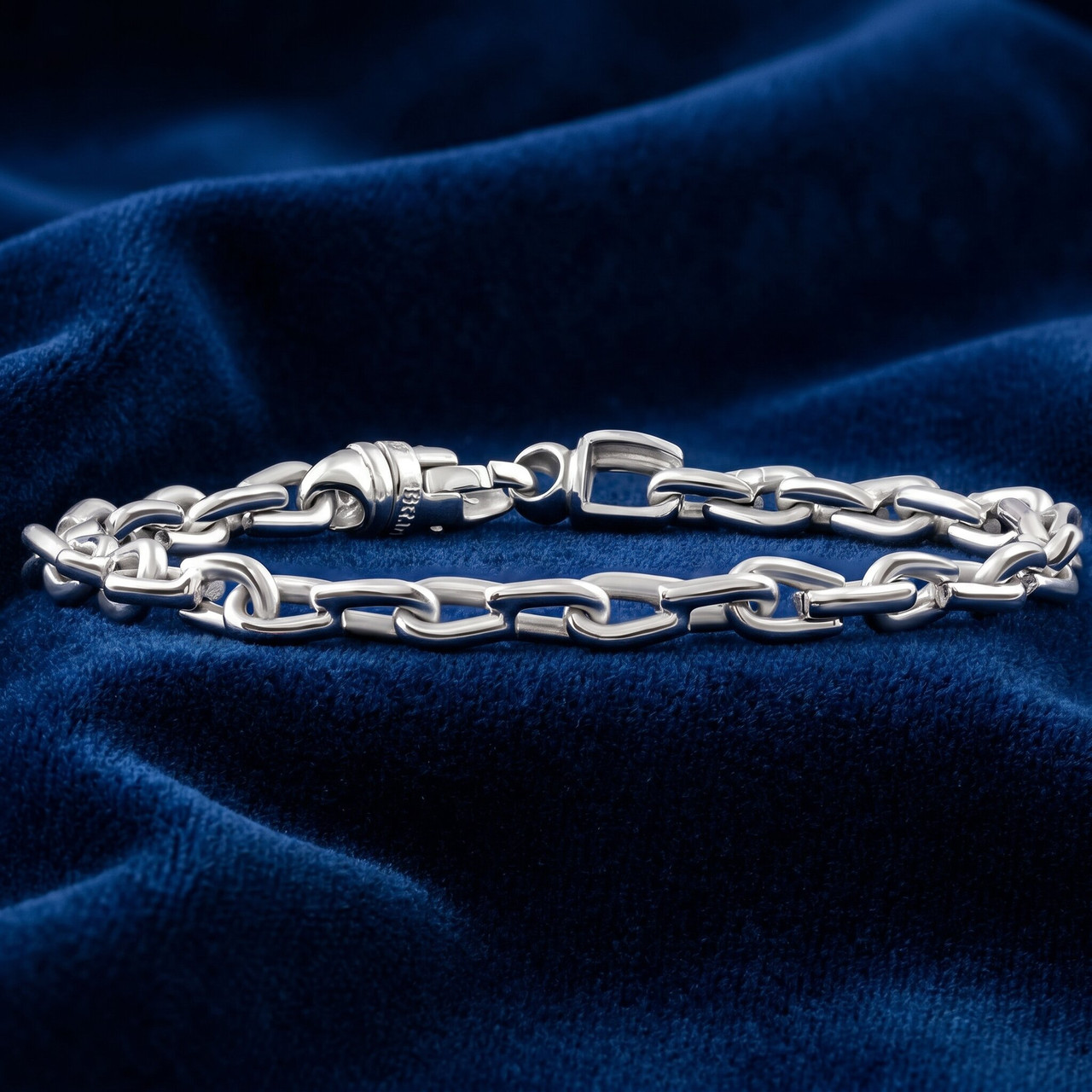 Men's Polished Steel Clasp 6mm Thin Oval Flexible Link  8.5 " Bracelet