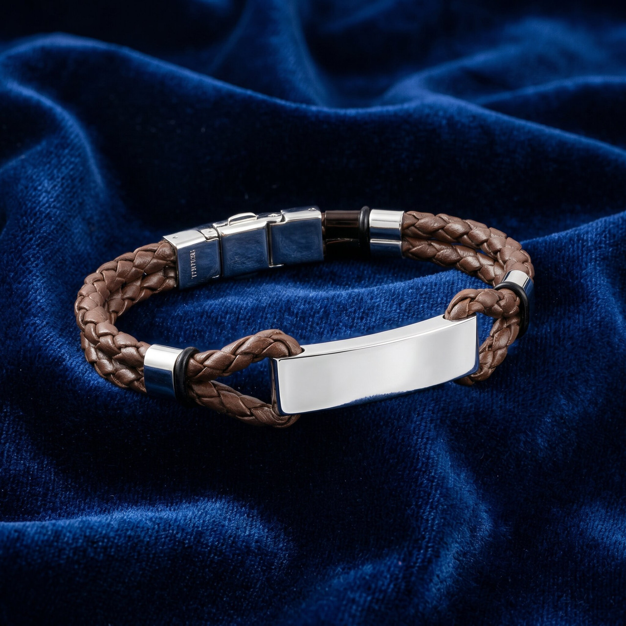 Men's Polished Steel Clasp 9.5mm Flexible Link  8.5 " Bracelet