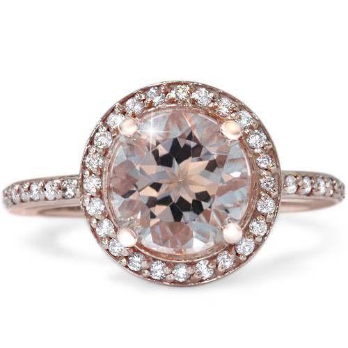 2ct Morganite & Diamond Halo Vintage Antique Engagement Ring 14K