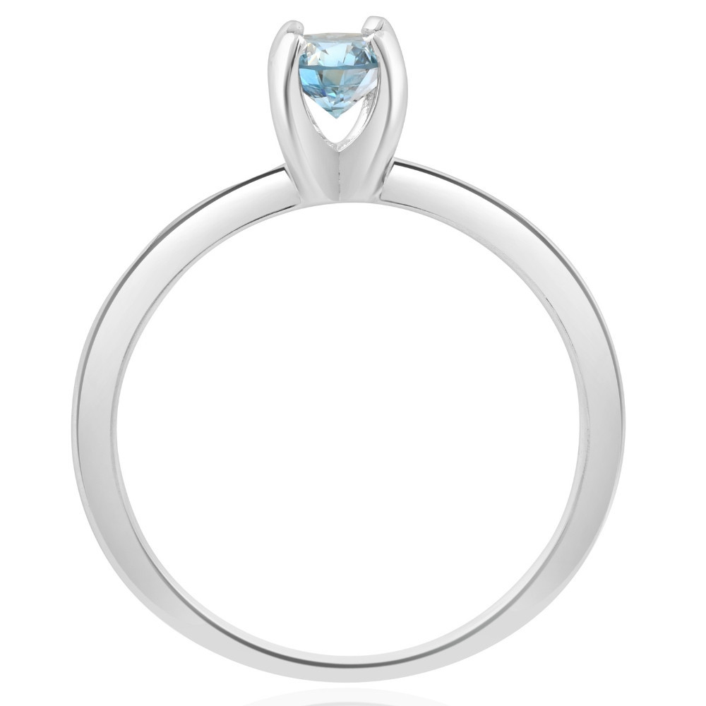 3/8Ct Round Cut Blue Diamond Solitaire Engagement Ring White or Yellow Gold 14k (G-H, VS)