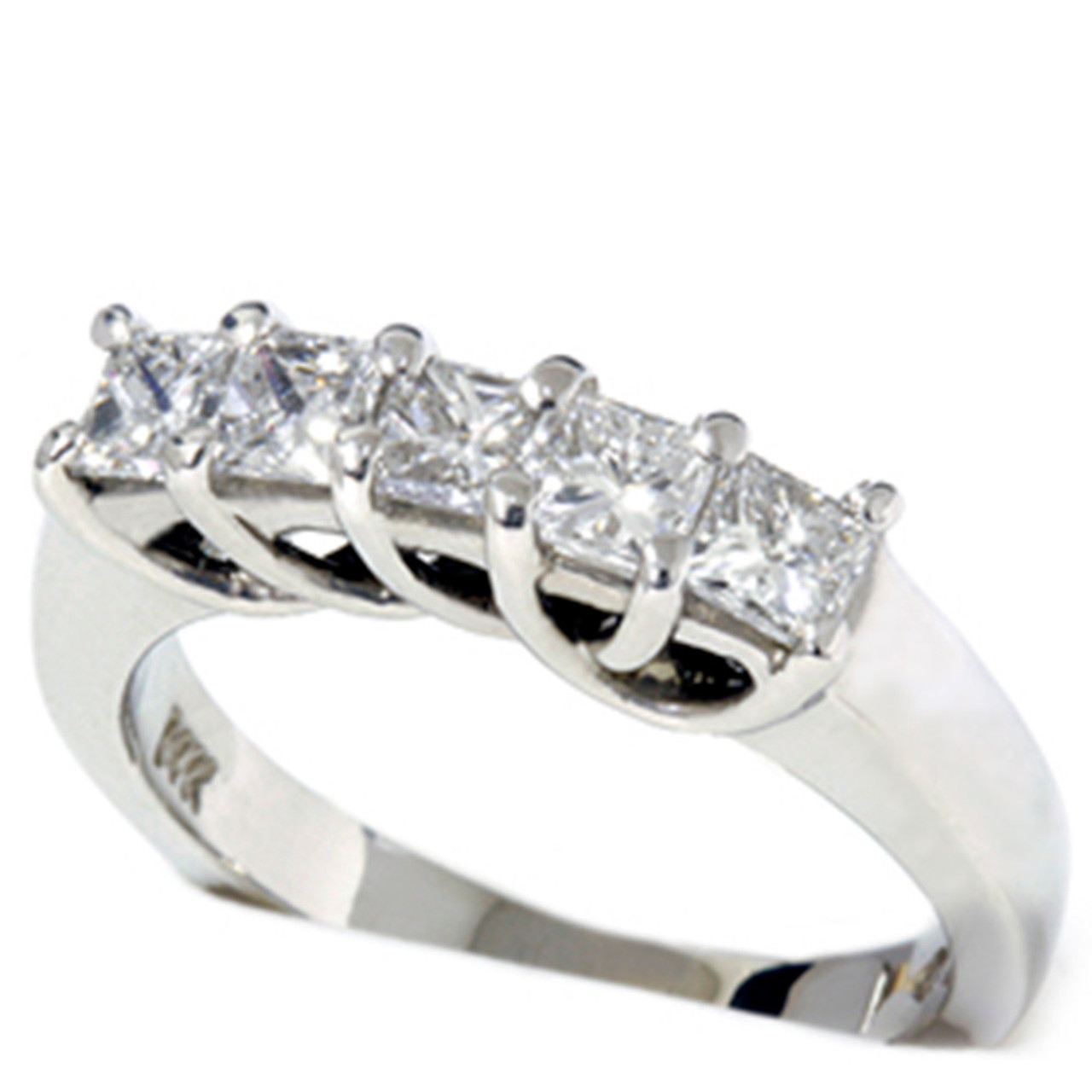 3 4 Ct Princess Cut Diamond Wedding Ring 5 Stone Womens Stackable