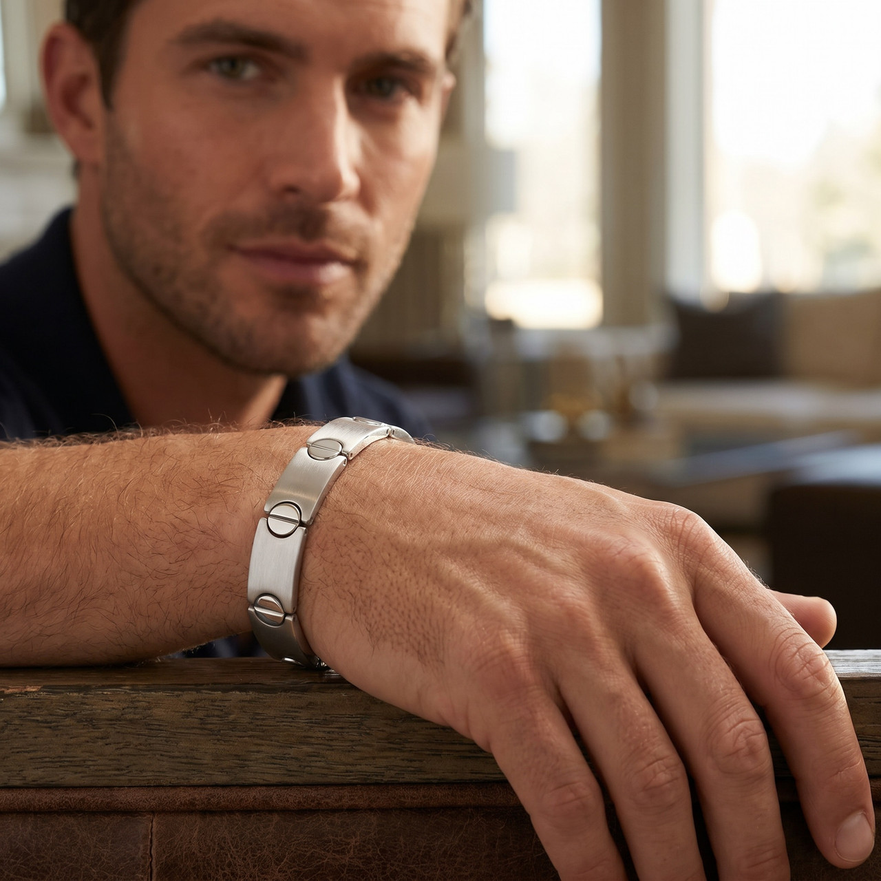 Men's Steel Single Tone Flat Flexible Link 10mm  8" Bracelet