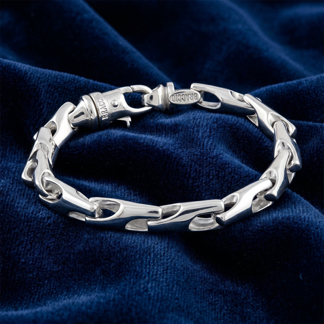 Men's Polished Steel Single Tone Clasp 5.5mm Flexible Link  8.5 " Bracelet