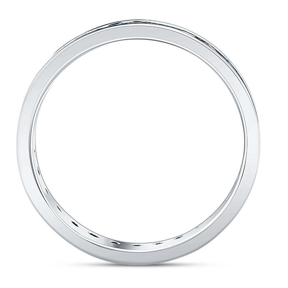 1 1/5ct Blue Diamond Channel Set Eternity Ring 14K White Gold Comfort Fit (Blue, I1)
