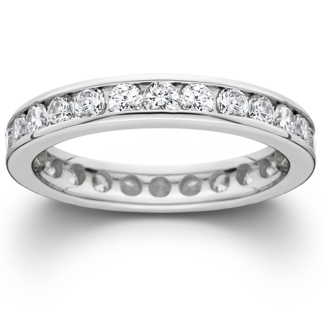 1 1/2ct Channel Set Diamond Eternity Ring 14K White Gold Lab Grown Wedding Band (G-H, VS)