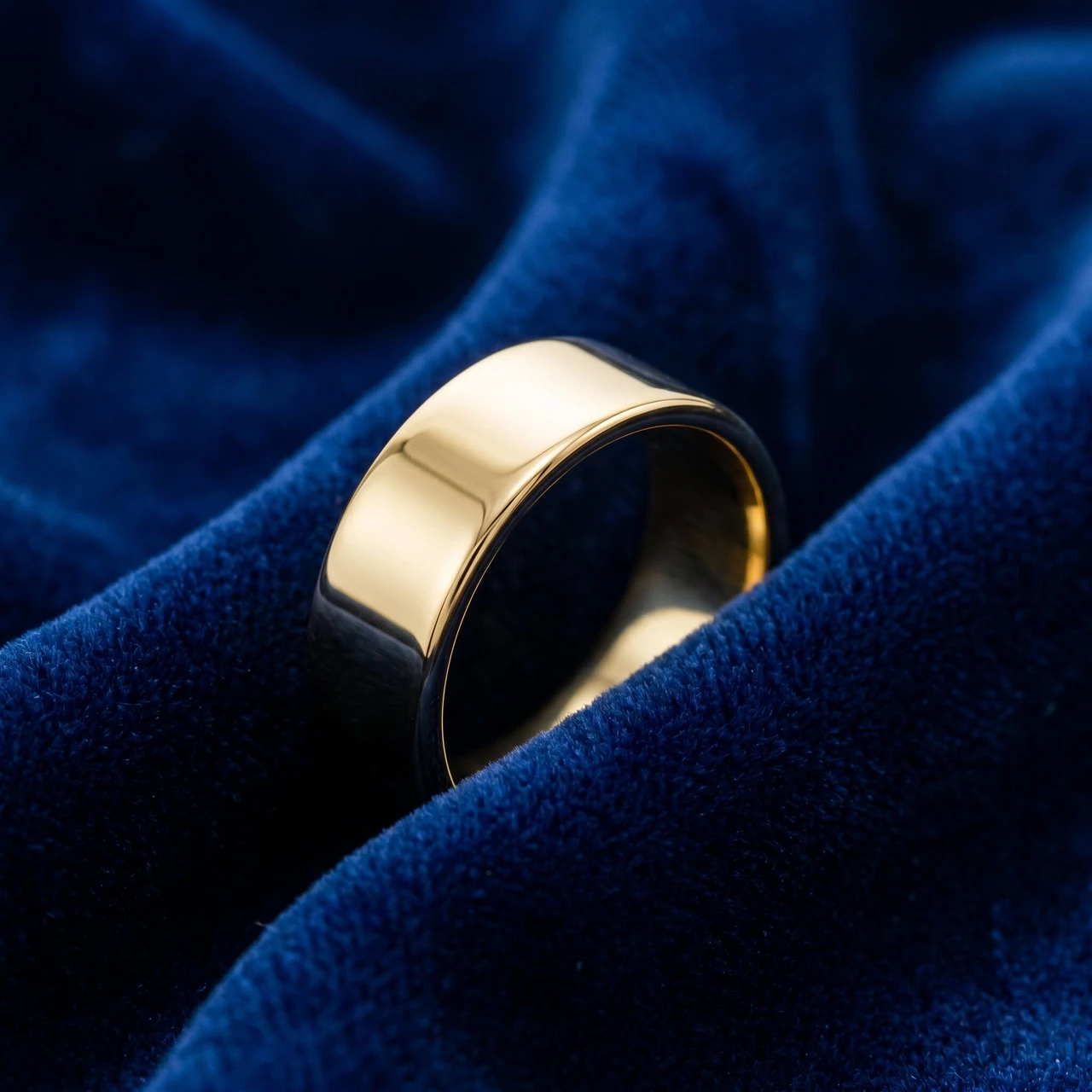 8mm Flat High Polished Wedding Band 10K Yellow Gold