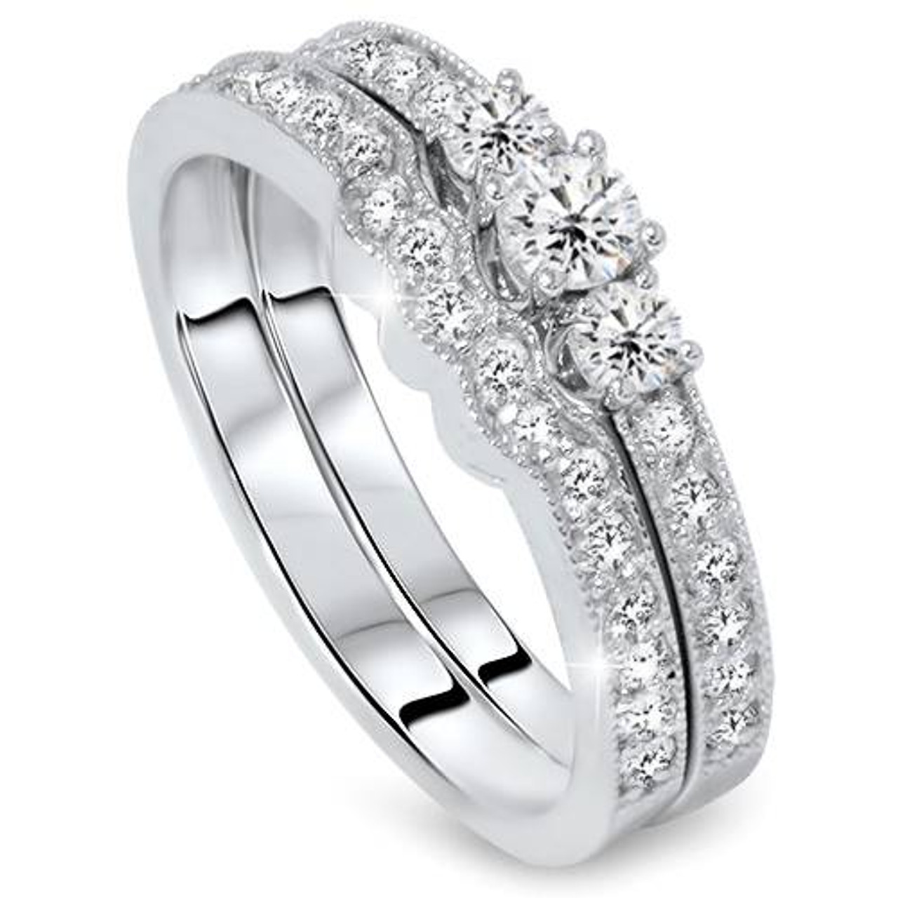 Solid Matching 003 Carat Bestseller Classic 3mm His and Hers Diamond  Wedding Ring Set