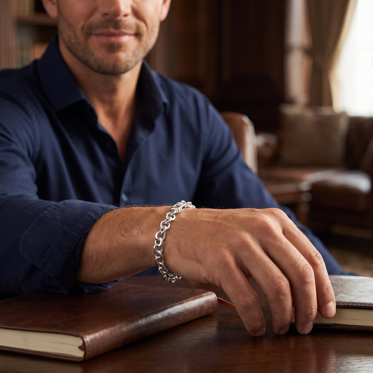 Men's Link 14k Gold (17gram) or Platinum (28gram) 6mm Bracelet 8"